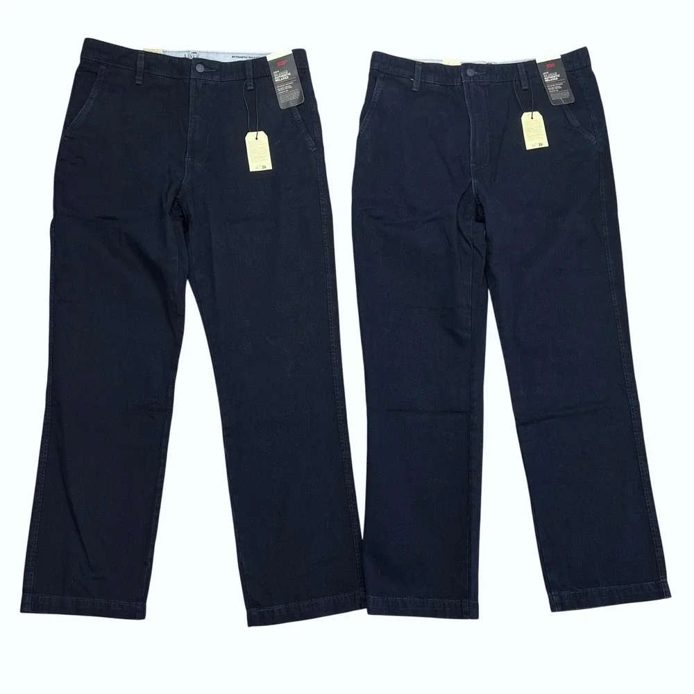 NEW Levis XX Chino Authentic Relaxed Pants Dark Navy Blue 100% Cotton 34x32
